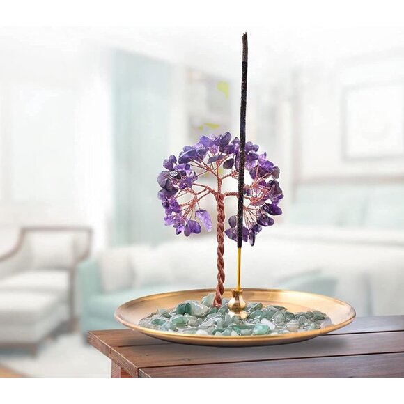 Incense Holder for Sticks, Healing Crystal Stone Money Tree Incense Burner, Ash - Picture 6 of 6